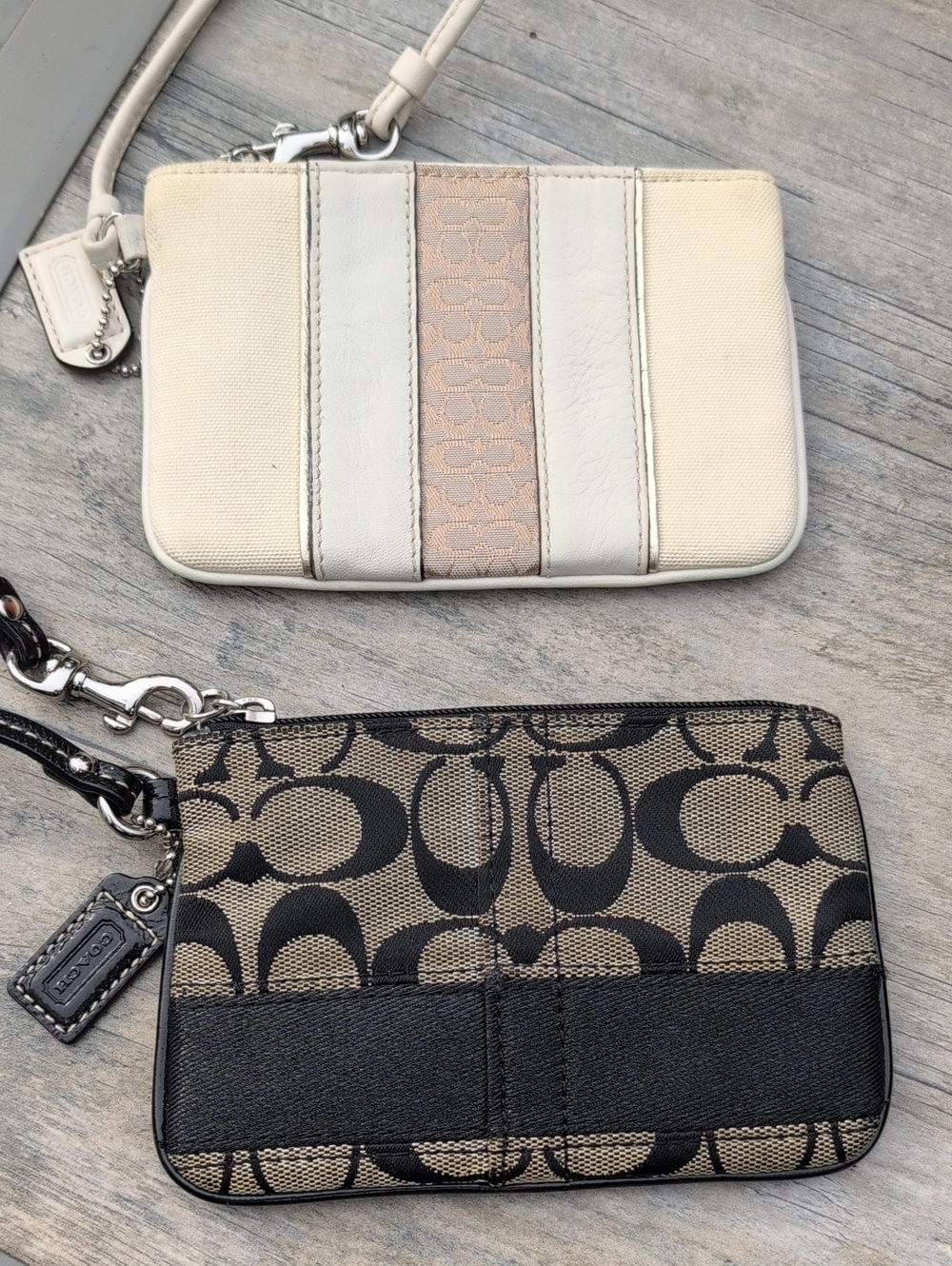 Coach Two-Piece Wristlet Set. Cream And Tan And Black